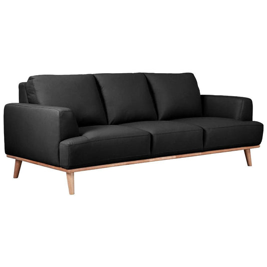 PAMELA 3-SEATER ITALIAN LEATHER SOFA IN BLACK - MyChocolateWood