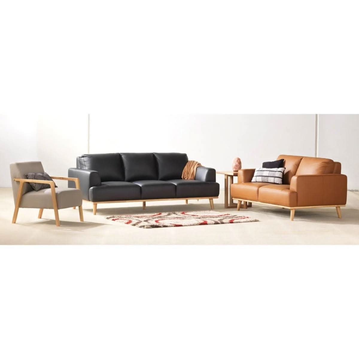 PAMELA 3-SEATER ITALIAN LEATHER SOFA IN BLACK - MyChocolateWood
