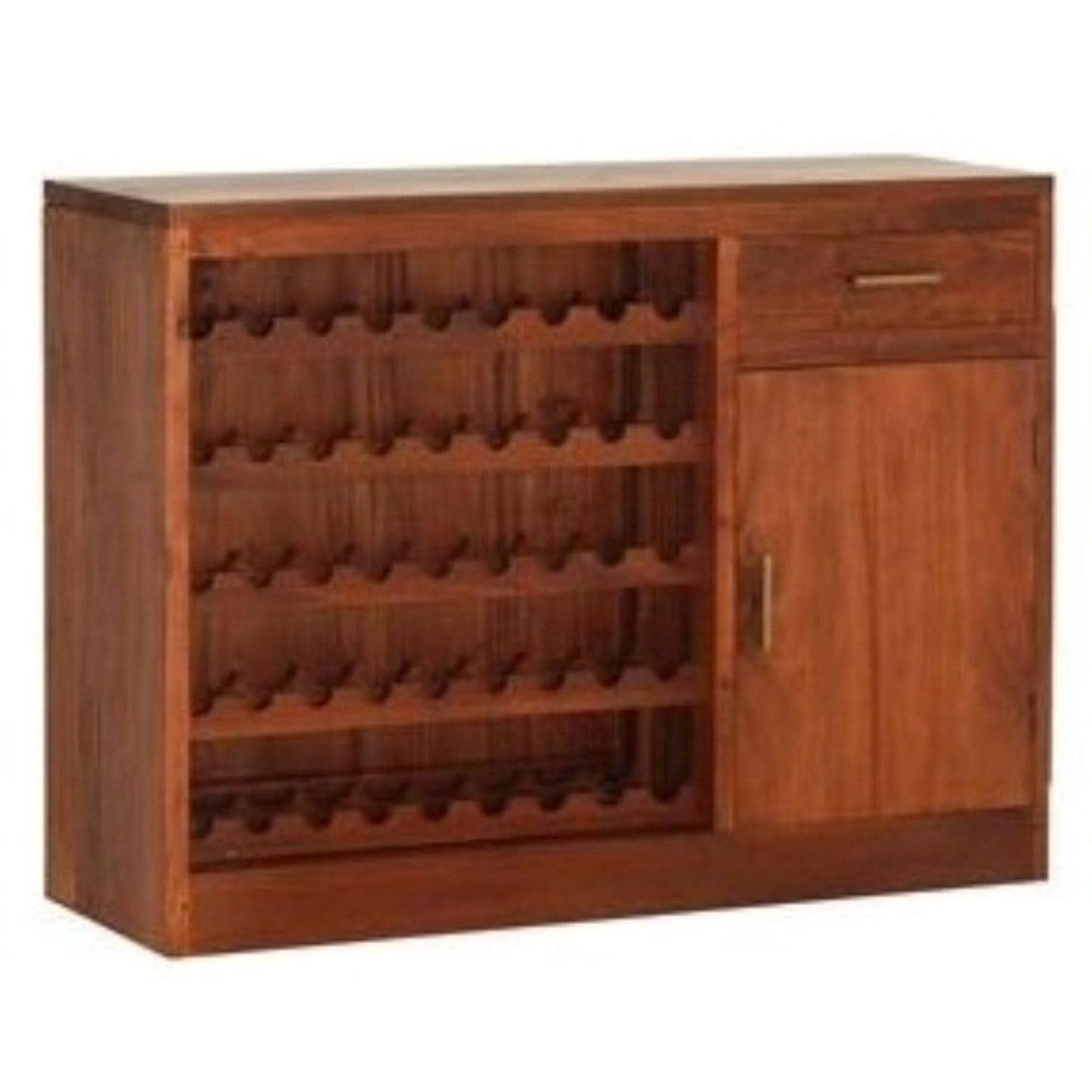 PARIS SOLID MAHOGANY TIMBER BUFFET/WINERACK 1 DOOR 1 DRAWER LIGHT PECAN 120CM - MyChocolateWood