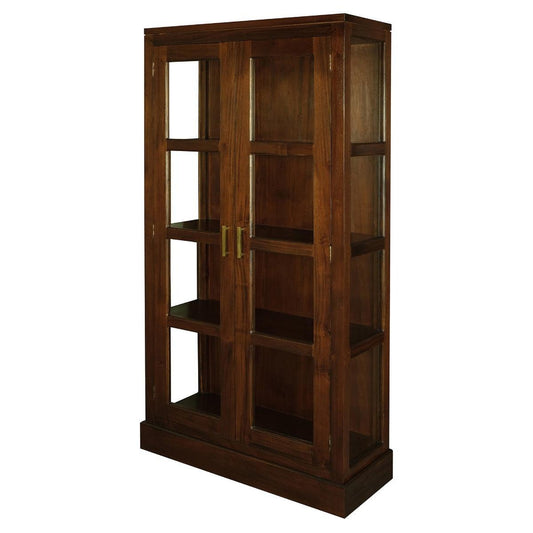 PARIS SOLID MAHOGANY TIMBER DISPLAY CABINET WITH 3 SHELVES - MAHOGANY - MyChocolateWood