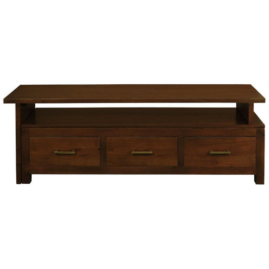 PARIS SOLID MAHOGANY TIMBER EXTENSION TV/ENTERTAINMENT UNIT - MAHOGANY 3 DRAWERS 150CM - MyChocolateWood
