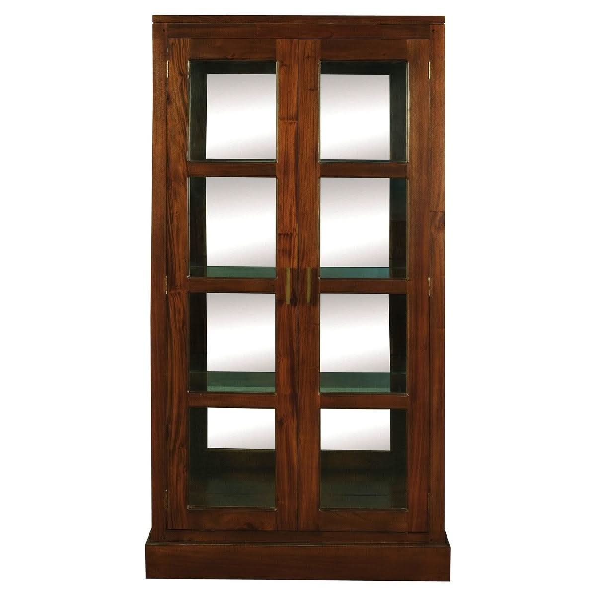 PARIS SOLID MAHOGANY TIMBER MIRRORED BACK DISPLAY CABINET WITH 3 SHELVES -MAHOGANY - MyChocolateWood