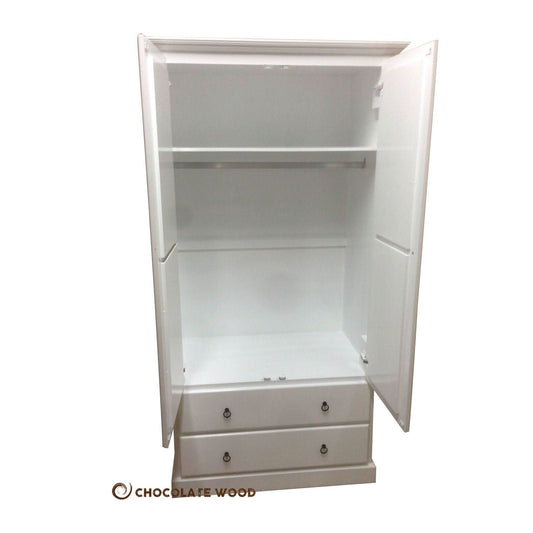 PAUDHA WHITE WARDROBE/ARMOIRE IN SOLID NZ PINE CUSTOM MADE - MyChocolateWood