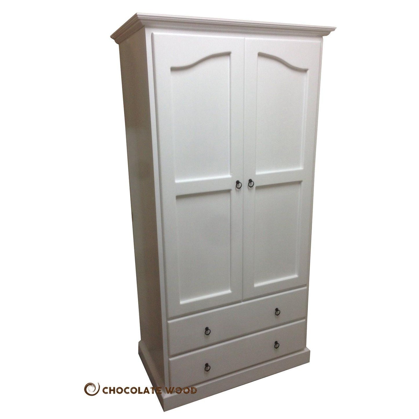 PAUDHA WHITE WARDROBE/ARMOIRE IN SOLID NZ PINE CUSTOM MADE - MyChocolateWood