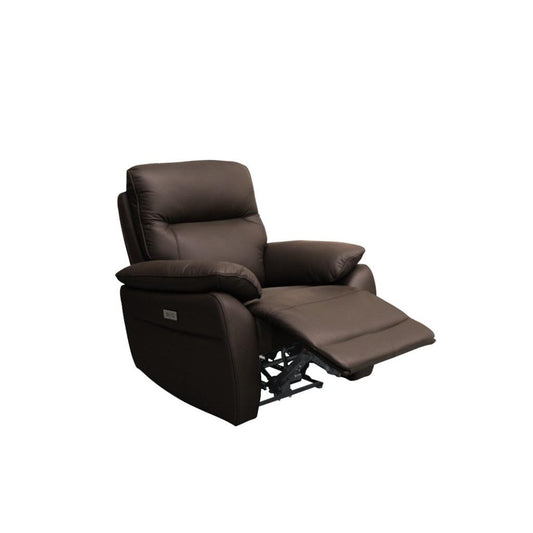 PERSI GENUINE LEATHER SINGLE RECLINER ARMCHAIR CHOCOLATE - MyChocolateWood