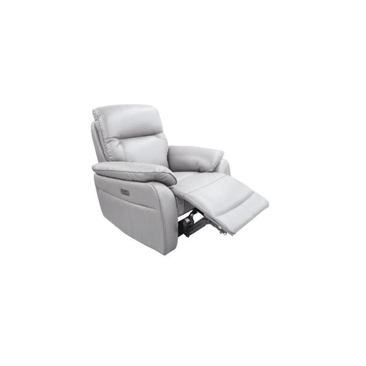 PERSI GENUINE LEATHER SINGLE RECLINER ARMCHAIR SILVER - MyChocolateWood
