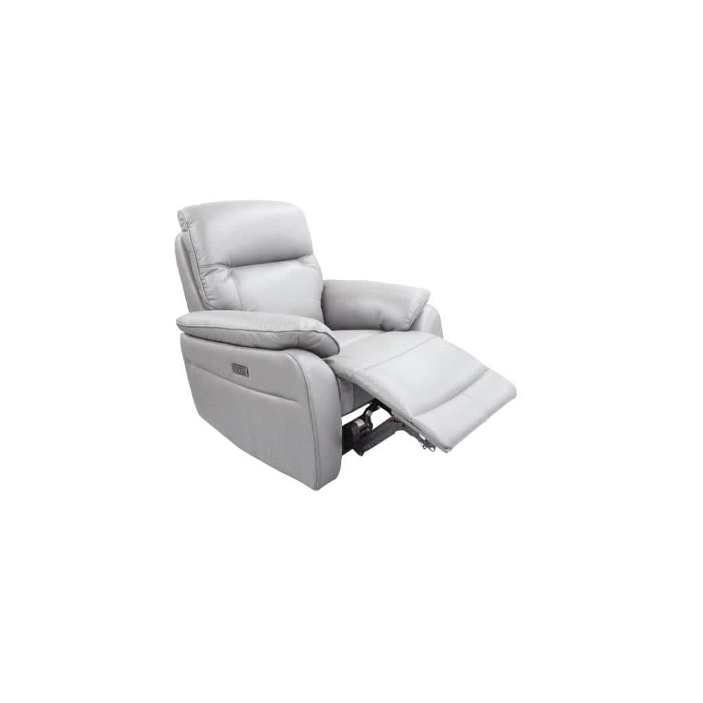 PERSI GENUINE LEATHER SINGLE RECLINER ARMCHAIR SILVER - MyChocolateWood