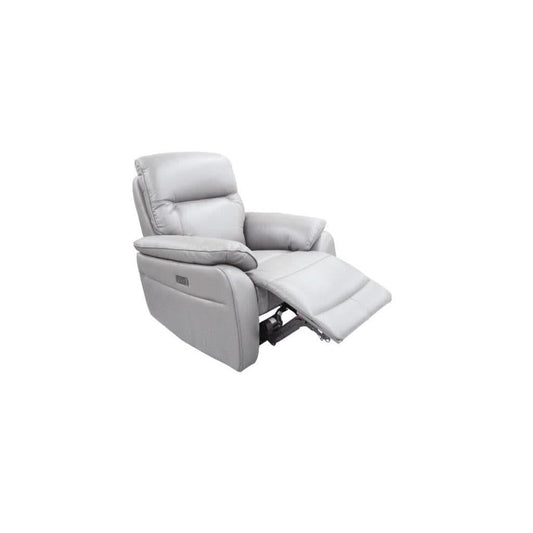 PERSI GENUINE LEATHER SINGLE RECLINER ARMCHAIR SILVER - MyChocolateWood