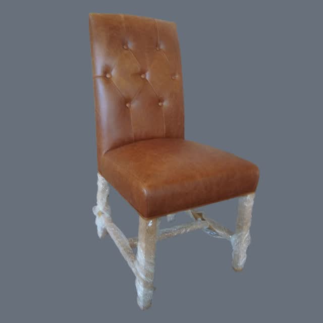 PIRRO TOP GRAIN TAN LEATHER DINING CHAIR - MyChocolateWood