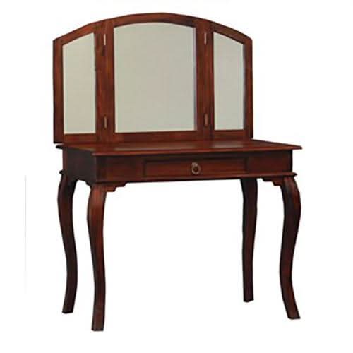 QUEEN ANN DRESSING TABLE WITH MIRROR IN SOLID MAHOGANY - MyChocolateWood
