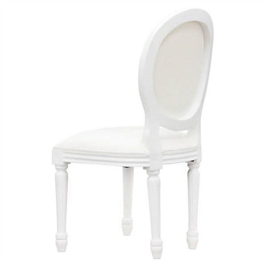 QUEEN ANN MAHOGANY TIMBER ROUND BACK DINING CHAIR IN WHITE COLOUR - MyChocolateWood