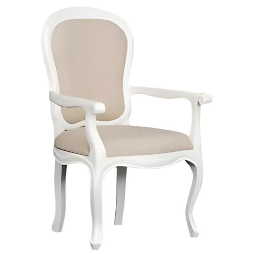 QUEEN ANN SOLID MAHOGANY TIMBER WHITE DINING CHAIR ARMCHAIR - MyChocolateWood