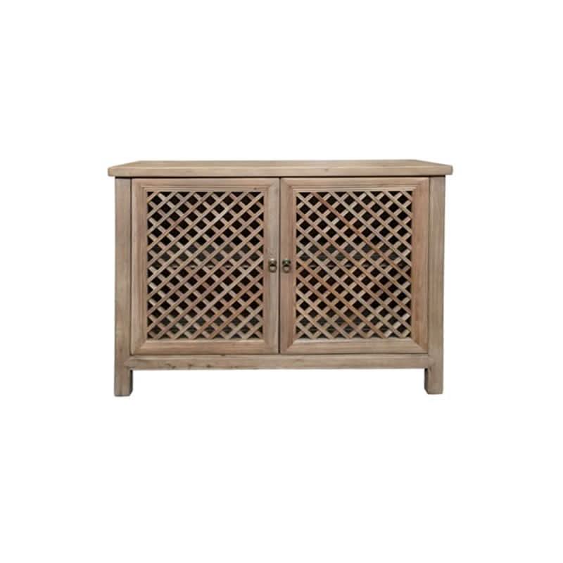RAFAEL RECYCLED ELM BUFFET IN NATURAL FINISH WITH 2 LATTICE DOORS - MyChocolateWood