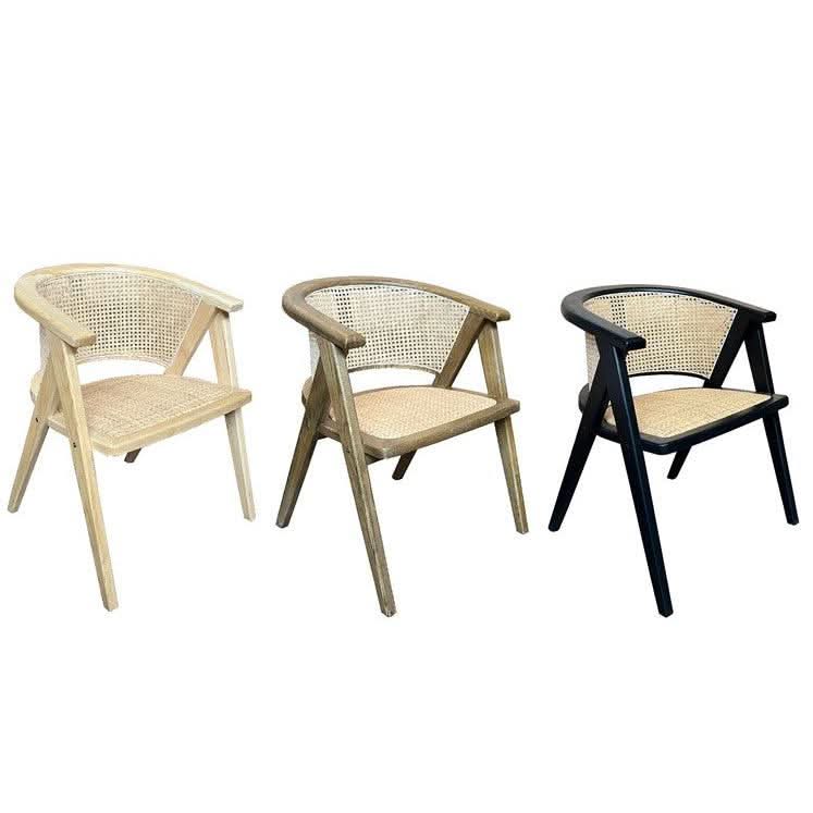 RAVELLA SOLID ELMWOOD/RATTAN CHAIR KITCHEN CHAIR DINING CHAIR ACCENT CHAIR BLACK - MyChocolateWood