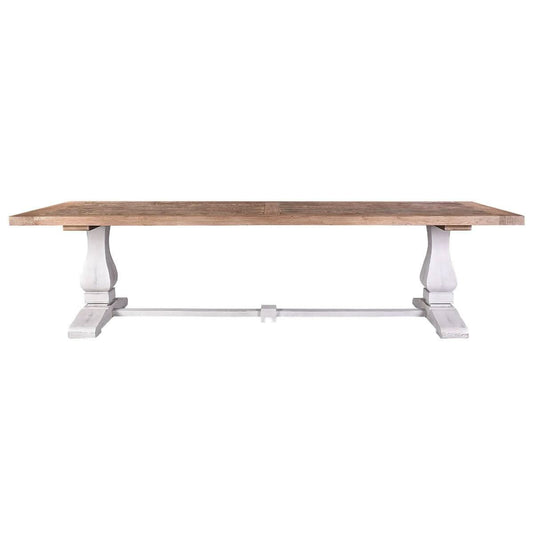 RECANATI RECLAIMED ELM TIMBER DINING TABLE/ WHITE LEGS 300CM - MyChocolateWood