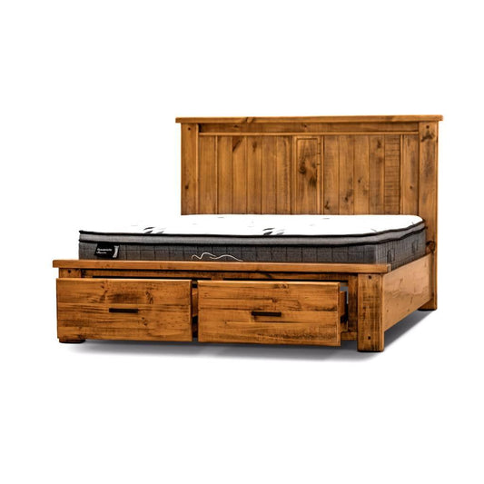 RICHMOND KING SIZE BED IN SOLID PINE WITH END DRAWERS - MyChocolateWood