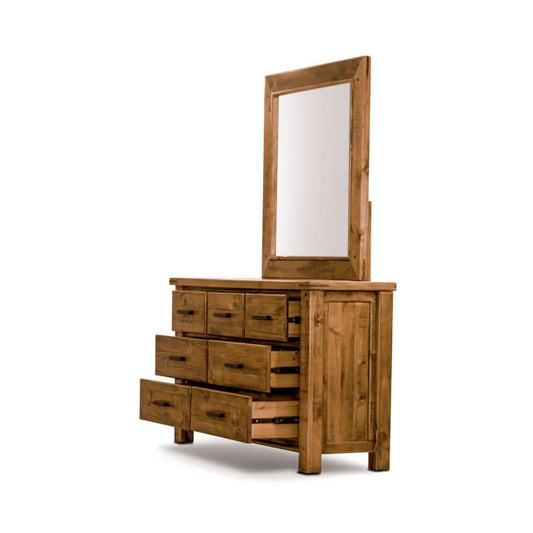RICHMOND SOLID PINE DRESSER/DRESSING TABLE/CHEST OF 3 OVER 4 DRAWERS + MIRROR PACKAGE DEAL - MyChocolateWood