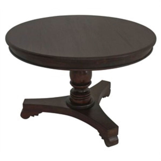 ROSMARIE QUEEN ANN ROUND DINING TABLE IN SOLID MAHOGANY 120CM - CHOCOLATE - MyChocolateWood