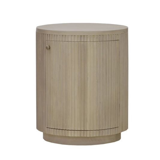 SABRAN MAHOGANY ROUND 3-DRAWER BEDSIDE TABLE NIGHTSTAND SANDBAR - MyChocolateWood