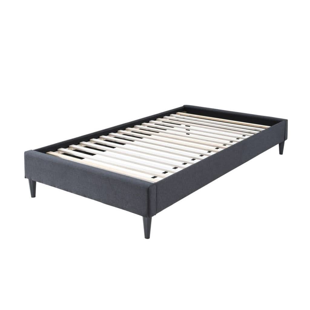 SASHA FABRIC SINGLE BED BASE IN MID GREY - MyChocolateWood