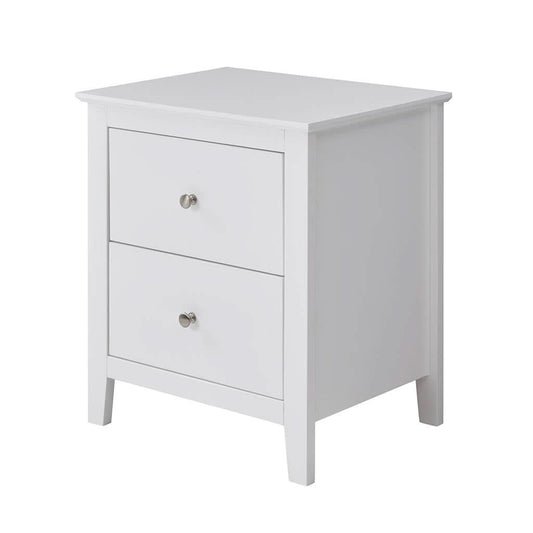 SELENE RUBBERWOOD 2-DRAWER BEDSIDE TABLE WHITE - MyChocolateWood