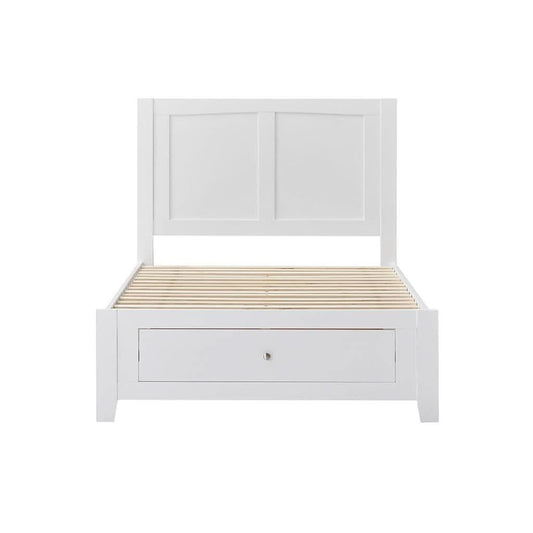 SELENE RUBBERWOOD KING SINGLE BED WITH 1 DRAWER WHITE - MyChocolateWood