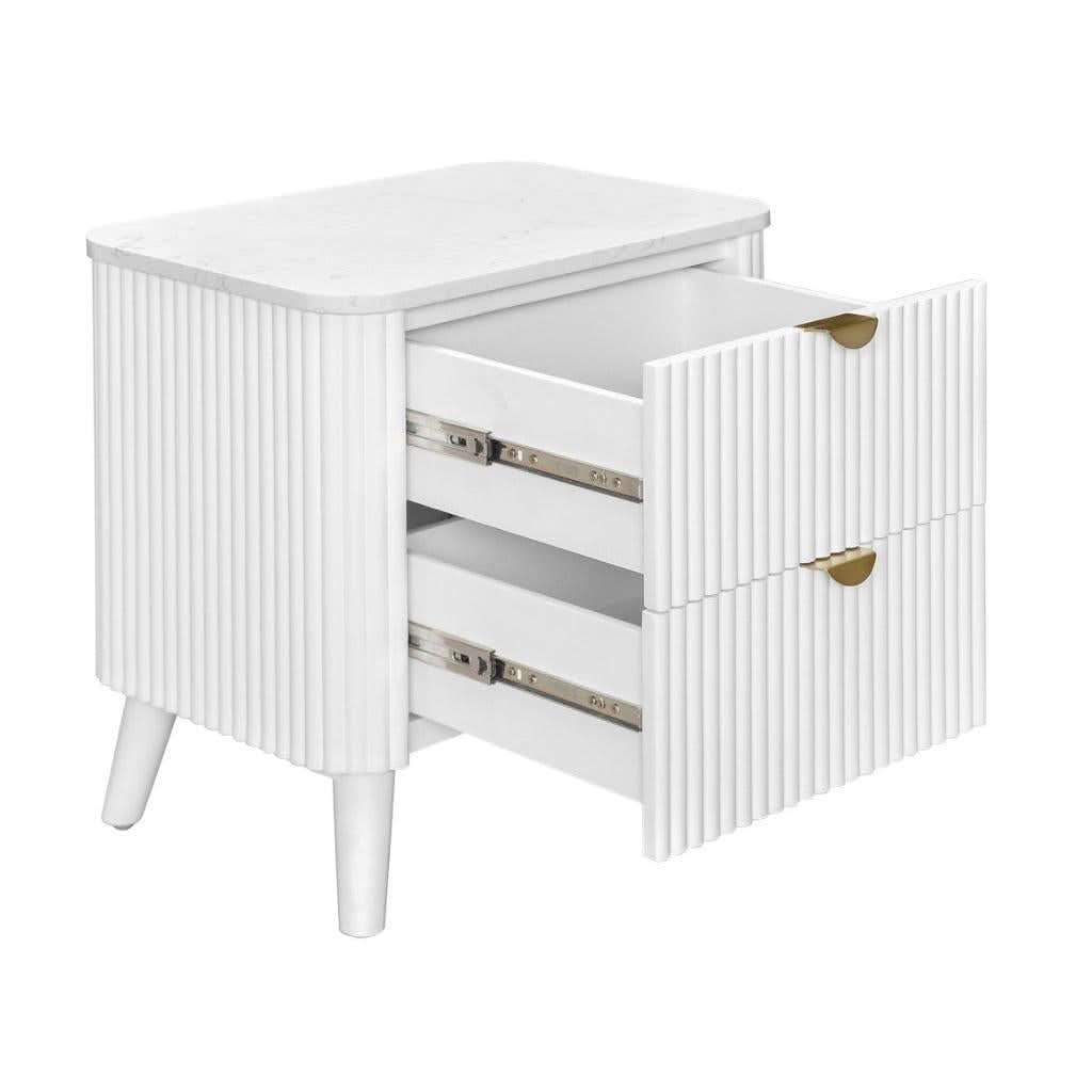 SEVERIN SOLID & VENEER MALAYSIAN HARDWOOD 2-DRAWER BEDSIDE TABLE WHITE - MyChocolateWood