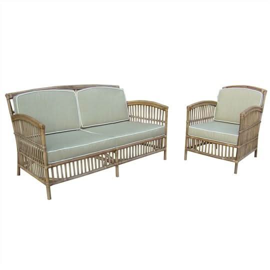 SHIPTON HAMPTONS RATTAN ARMCHAIR IN TOBACCO/TAUPE CUSHION - MyChocolateWood