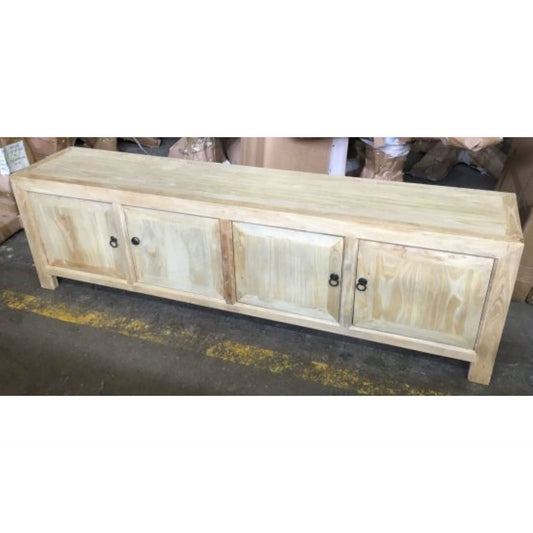 SHULI CHINESE ANTIQUE REPRODUCTION 4 DOORS TV UNIT RECLAIMED ELM - MyChocolateWood