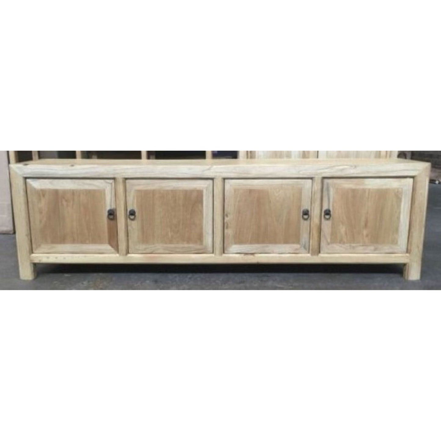 SHULI CHINESE ANTIQUE REPRODUCTION 4 DOORS TV UNIT RECLAIMED ELM - MyChocolateWood