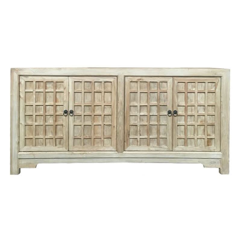 SHULI CHINESE ANTIQUE REPRODUCTION BUFFET SIDEBOARD LATTICE DOORSDOORS RECLAIMED ELM - MyChocolateWood