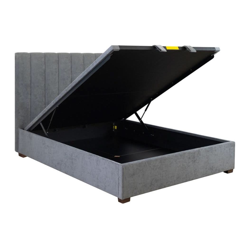 SOMERSET GAS LIFT STORAGE QUEEN BED DARK GREY - MyChocolateWood