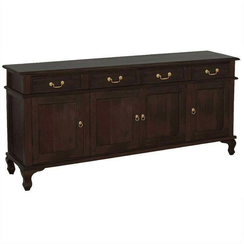 STEWART QUEEN ANN STYLE SOLID MAHOGANY 4 DOORS 4 DRAWERS 200CM BUFFET/SIDEBOARD IN CHOCOLATE - MyChocolateWood
