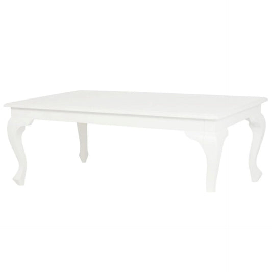 STEWART QUEEN ANN STYLE SOLID MAHOGANY COFFEE TABLE IN WHITE 120CM - MyChocolateWood