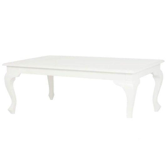 STEWART QUEEN ANN STYLE SOLID MAHOGANY COFFEE TABLE IN WHITE 120CM - MyChocolateWood
