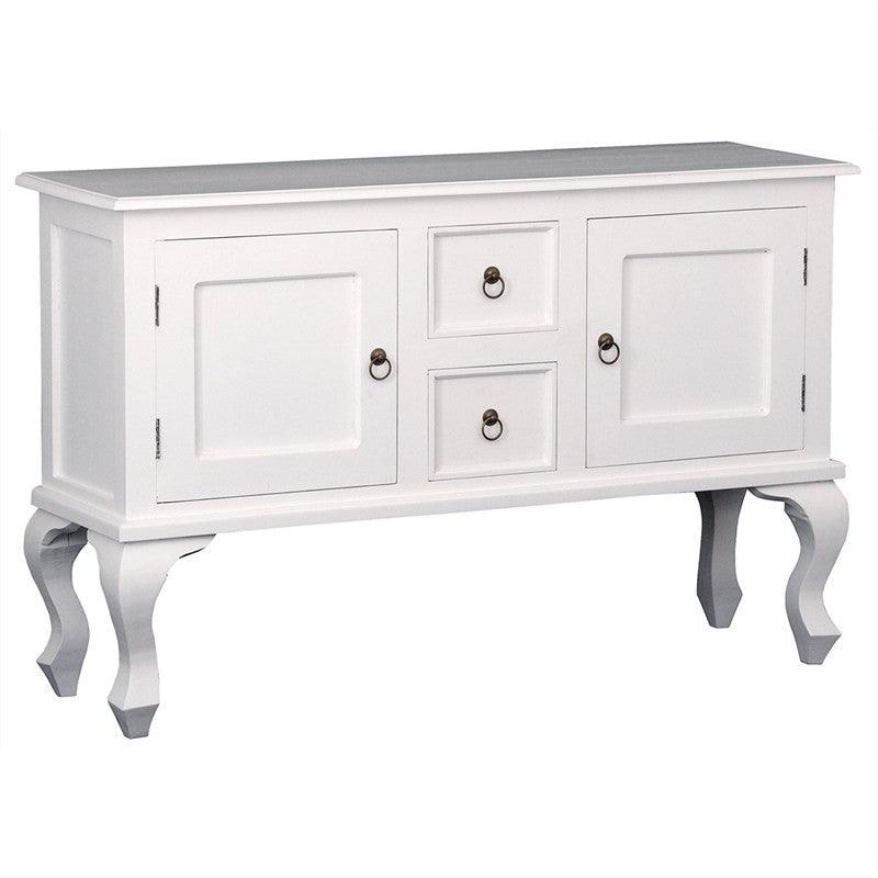 STEWART QUEEN ANN STYLE SOLID MAHOGANY SOFA TABLE 2 DOORS 2 DRAWERS 130CM IN WHITE - MyChocolateWood