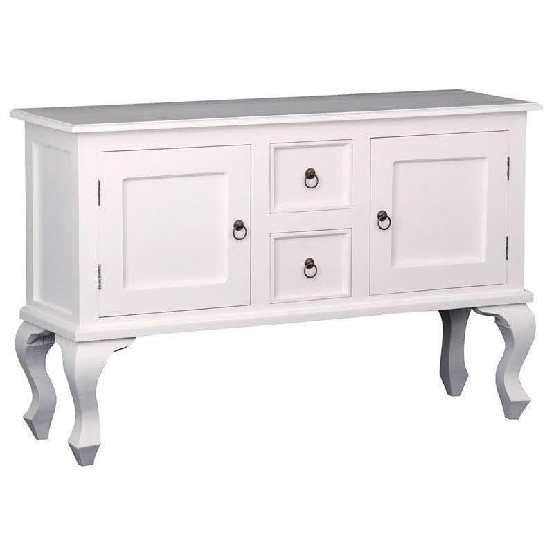 STEWART QUEEN ANN STYLE SOLID MAHOGANY SOFA TABLE 2 DOORS 2 DRAWERS 130CM IN WHITE - MyChocolateWood