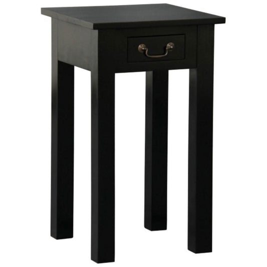 STRAIGHT LEG SIDE TABLE IN SOLID MAHOAGNY WITH 1 SINGLE DRAW - BLACK - MyChocolateWood