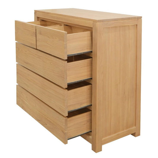 TANAKA SOLID MAHOGANY 5 DRAWER TALLBOY IN NATURAL - MyChocolateWood