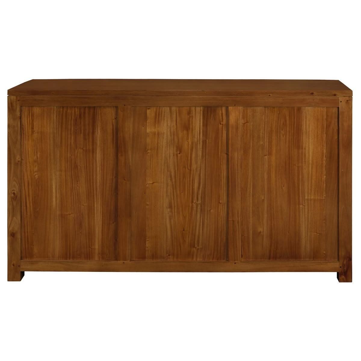TANAKA SOLID MAHOGANY BUFFET WITH 3 DOORS & DRAWERS IN LIGHT PECAN FINISH - MyChocolateWood