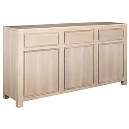 TANAKA SOLID MAHOGANY BUFFET WITH 3 DOORS & DRAWERS - WHITE WASH COLOUR - MyChocolateWood