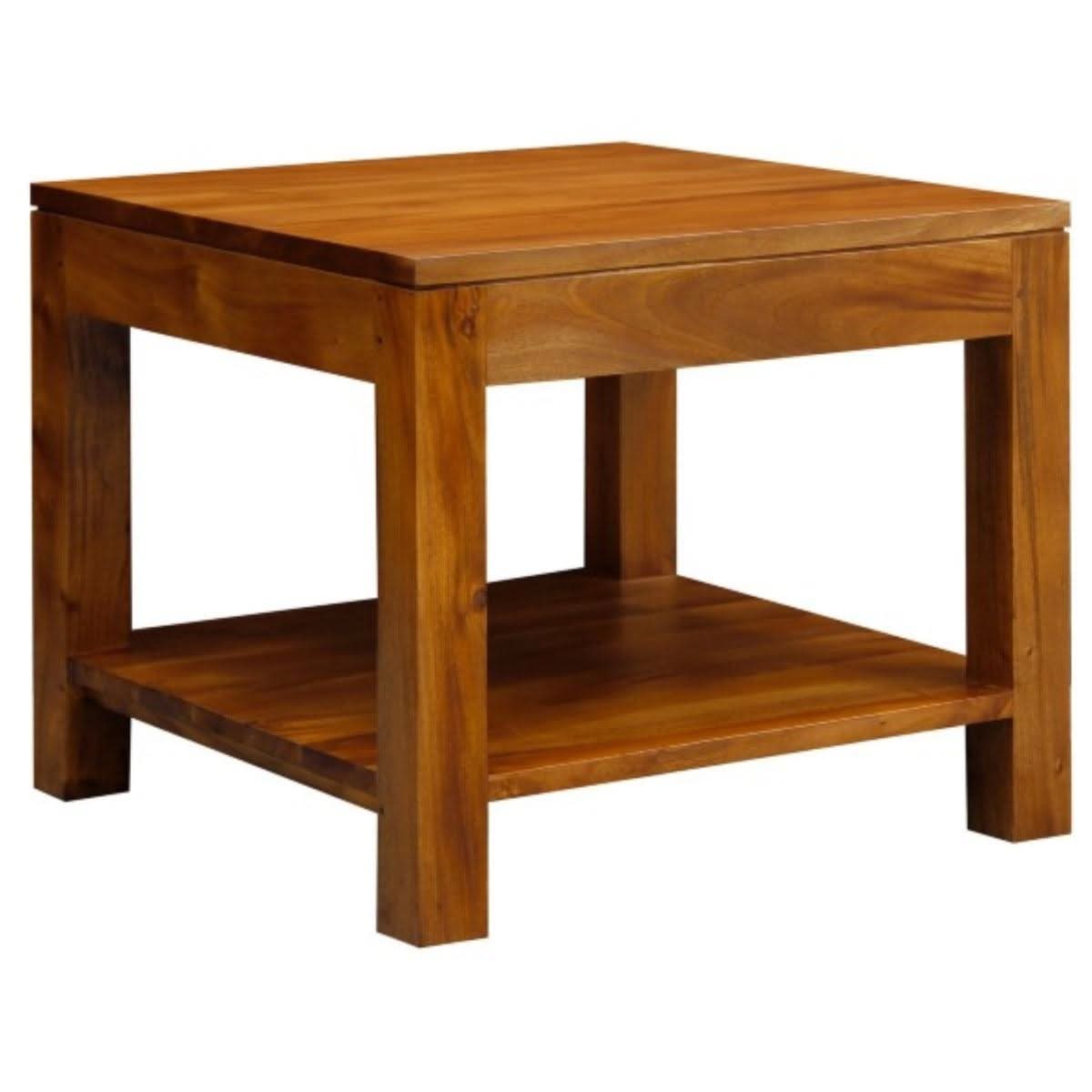 TANAKA SOLID MAHOGANY LARGE LAMP TABLE IN LIGHT PECAN - MyChocolateWood