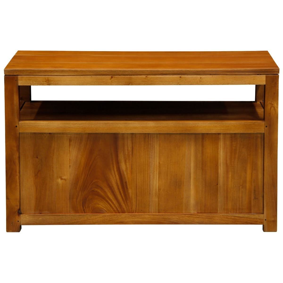 TANAKA SOLID MAHOGANY SMALL TV UNIT WITH 2 DOORS IN LIGHT PECAN - MyChocolateWood