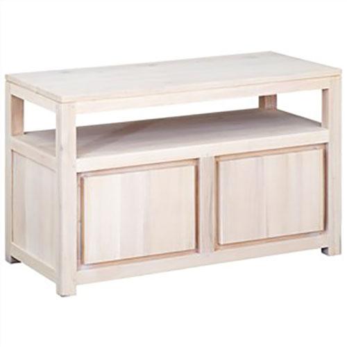 TANAKA SOLID MAHOGANY SMALL TV UNIT WITH 2 DOORS IN WHITEWASH - MyChocolateWood