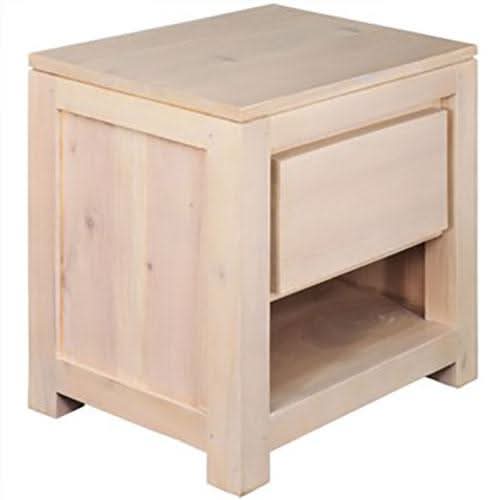 TANAKA SOLID MAHOGANY TIMBER BEDSIDE TABLE WITH 1 DRAW IN WHITE WASH - MyChocolateWood