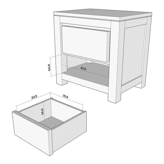 TANAKA SOLID MAHOGANY TIMBER BEDSIDE TABLE WITH 1 DRAWER IN LIGHT PECAN - MyChocolateWood