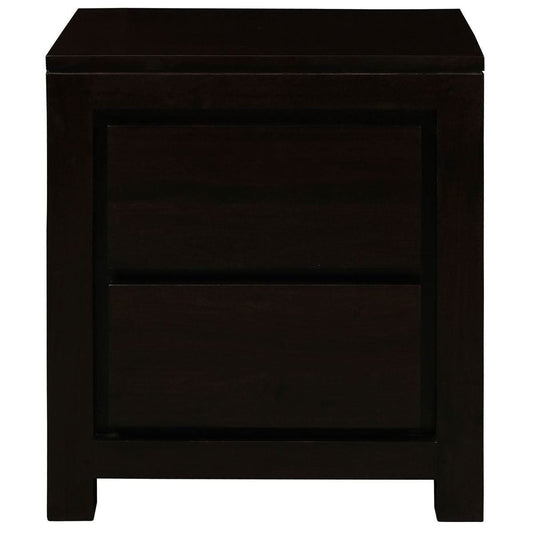 TANAKA SOLID MAHOGANY TIMBER BEDSIDE TABLE WITH 2 DRAWERS IN CHOCOLATE - MyChocolateWood