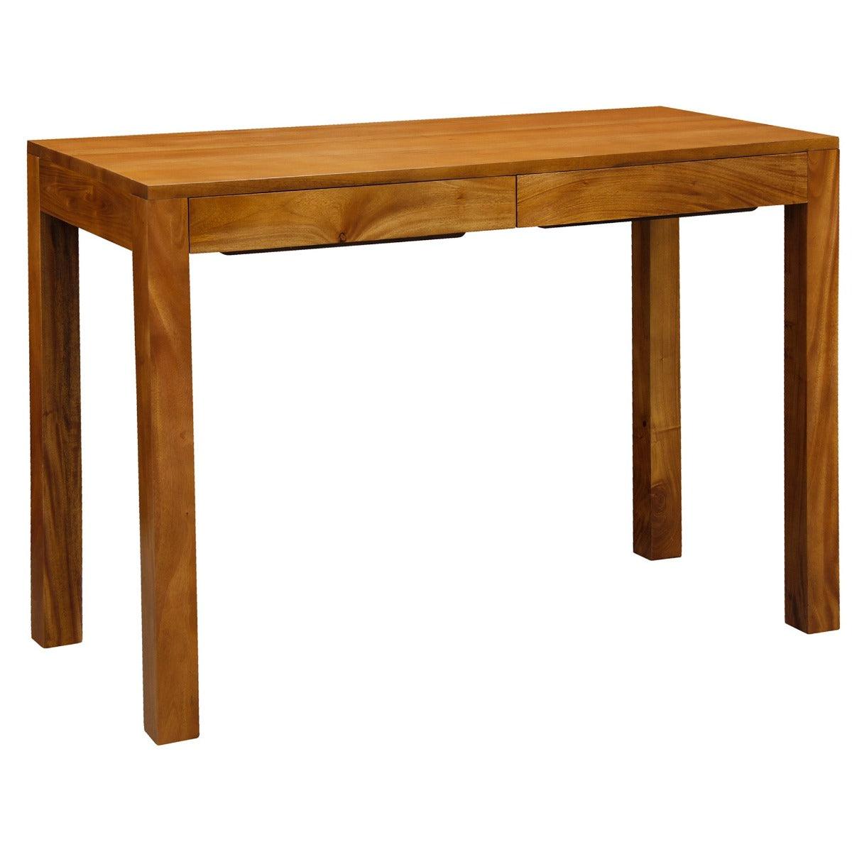 TANAKA SOLID MAHOGANY TIMBER DESK WITH 2 HIDDEN DRAWERS - LIGHT PECAN - MyChocolateWood