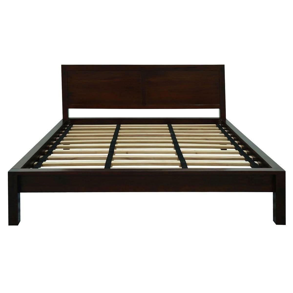 TANAKA SOLID MAHOGANY TIMBER QUEEN SIZE BED IN CHOCOLATE COLOUR - MyChocolateWood