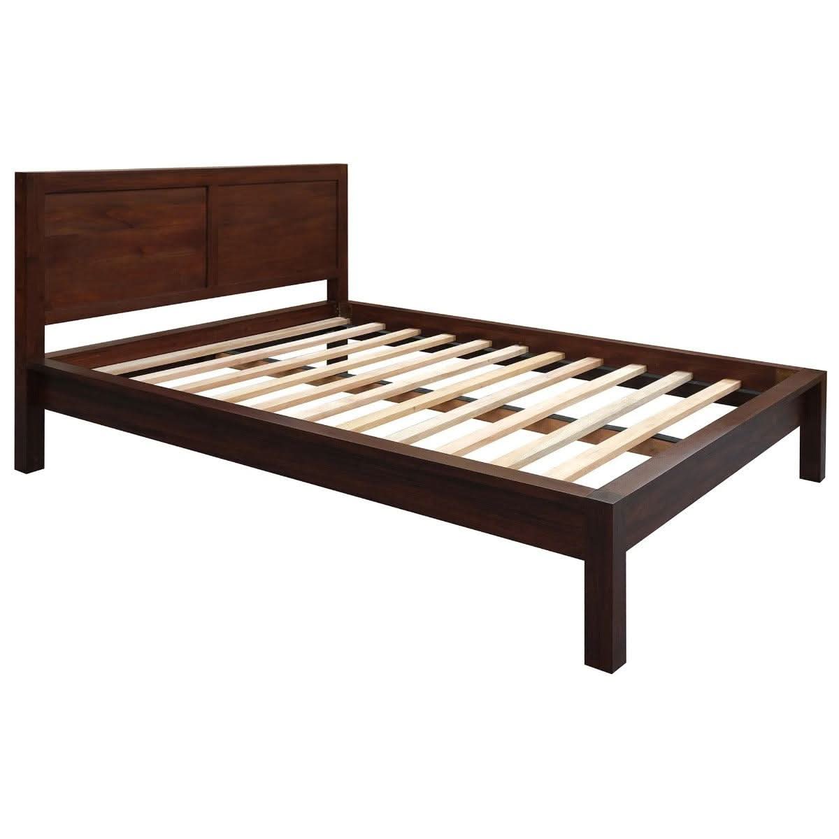 TANAKA SOLID MAHOGANY TIMBER QUEEN SIZE BED IN MAHOGANY COLOUR - MyChocolateWood